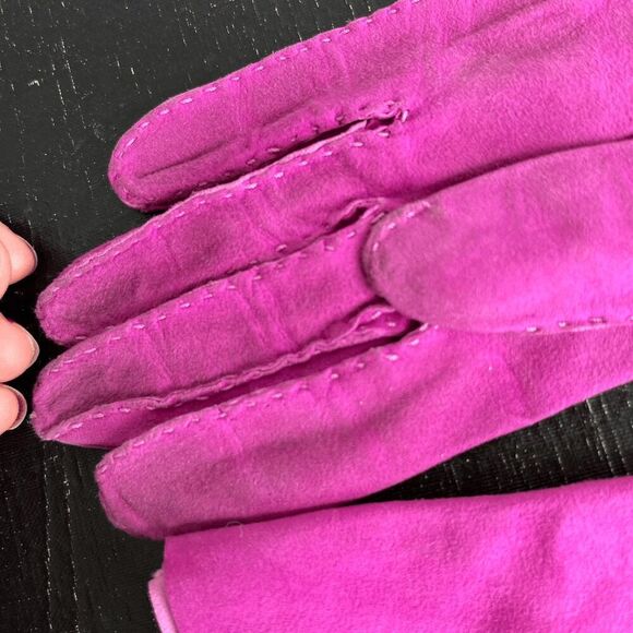 Vintage Pink Suede Gloves Size 6.5 Made in Argentina Opera Length - Picture 5 of 10